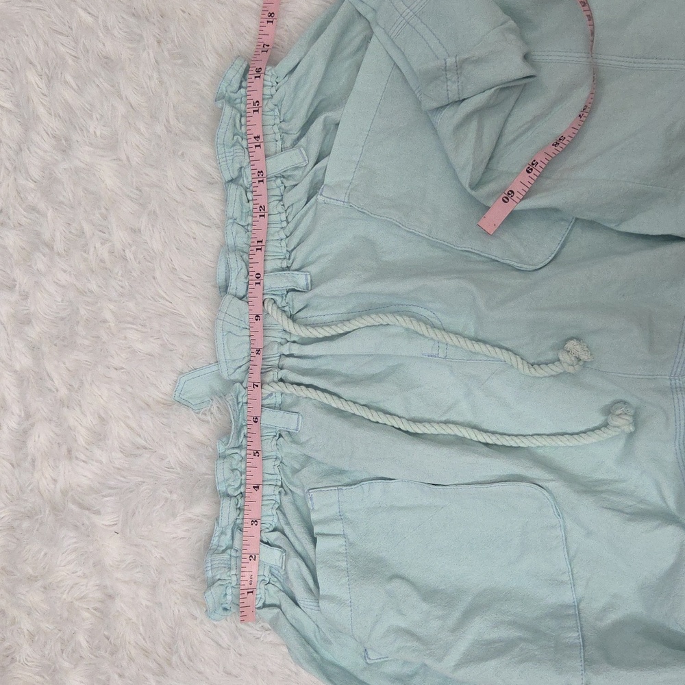 Free People  NWT Runyon Oversized Solid Harem Pants Paperbag Waist Cool Air Blue - Picture 9 of 11